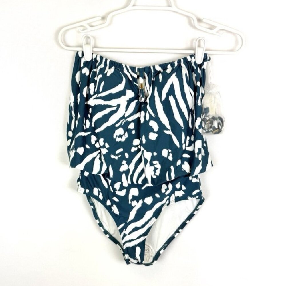 Anne Cole Women’s Bandeau Blue/White One Piece Swimsuit Size 6